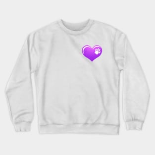 Paw on Heart, Purple Crewneck Sweatshirt